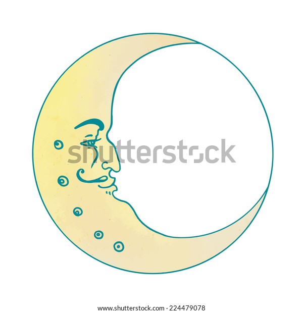 sleeping man in the moon clipart