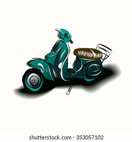 vector drawing, motor scooter
