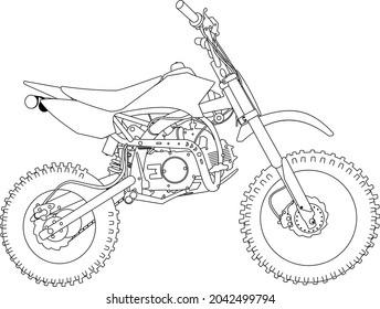 Vector drawing of a motorcycle black outline