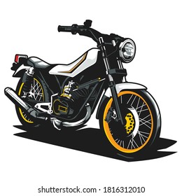 Vector Drawing Motorcycle on White Background