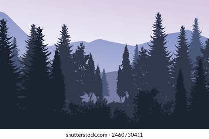 Vector dibujando panorama montañoso, día de verano