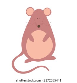 Vector drawing of a mouse in boho style on a white background. Clipart for logo, booklet, business card, design