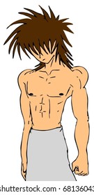 Vector drawing muscular young man