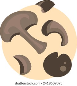 Vector drawing of mushroom sliders for pizza