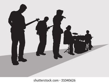 vector drawing music rock band concert stage