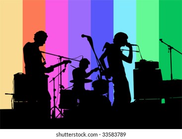 Vector drawing musical group in concert