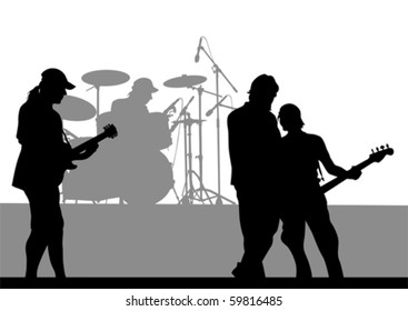 Vector Drawing Musical Group Concert On Stock Vector (Royalty Free ...