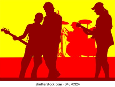 Drawing Musical Group Concert On Stage Stock Illustration 84507511 ...