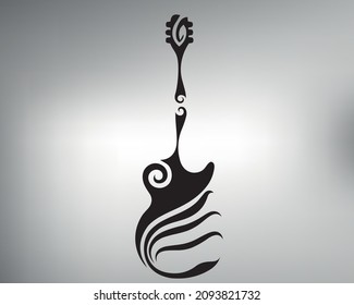 guitarra musical de dibujo vectorial. boceto de la guitarra de tatuajes tribales