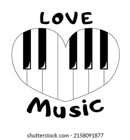 Vektorgrafik musikalische Schlüssel Herz Liebe für Musik. Vektorgrafik, flach auf weißem, isoliertem weißem Hintergrund. Drucken, Postkarte, Symbol, Symbol.