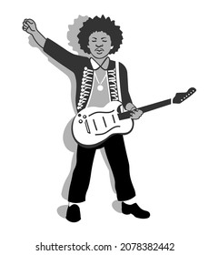 vector drawing of a musician with a guitar in his hands