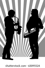 Vector drawing musicians from the saxophone and piano