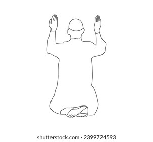 Dibujo vectorial de los musulmanes rezando   mano de arte de línea dibujada