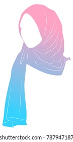 Vector Drawing of Muslim Woman with Hijab ,Arab Woman with gradient Pink to Blue color . For Logo Template Icon Hijab Store Muslim Store etc.
