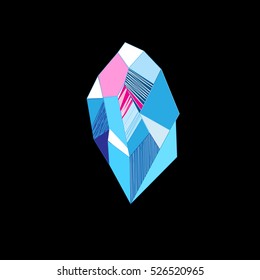 Vector drawing of a mysterious crystal on a dark background