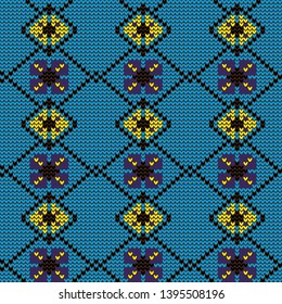 Vector drawing with national knitting of Ukrainian ornament. Seamless pattern can be used for pattern fills, backgrounds, surface textures, fabrics, paper.