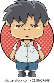 vector drawing of a naughty bully kid in school 