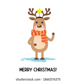 Vector drawing of a new year deer for a postcard