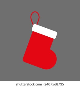 Vector drawing of New Year's boot, color red flat style