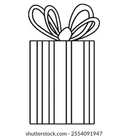 Vector drawing of a New Year's gift. Coloring book