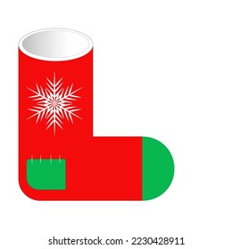 vector drawing. New Year's sock on a white background. new year concept. red gift sock