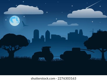 Vector drawing Night in Ukraine
