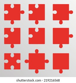 vector drawing of nine pieces of puzzle