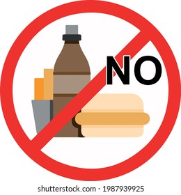 vector drawing no fast food. it is forbidden to eat 