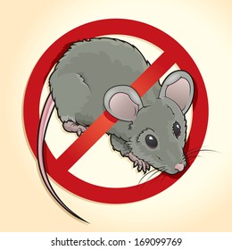 Vector drawing of a NO RATS Symbol/NO RATS/ Easy to edit layers and groups, Isolated Rat editable under the Red circle. Some meshes and gradients used.