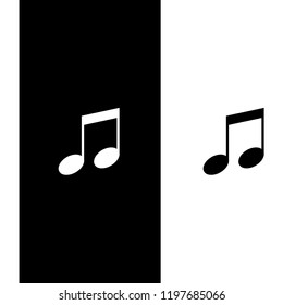 Vector drawing note music, color white and black flat style