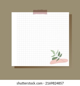 Vector drawing of a note on a sheet in a cage