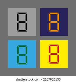 Vector drawing "number eight" silhouette. Electronic digit colorful flat style