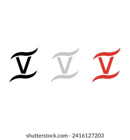 Vector drawing "number five", color black, gray, red flat style