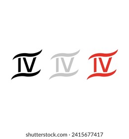 Vector drawing "number four", color black, gray, red flat style