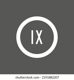 Vector drawing "number nine" in circle, silhouette color white flat style