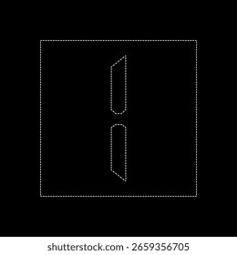Vector dibujando la línea punteada "número uno". Estilo plano blanco de color de dígito Electrónica