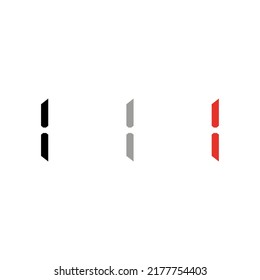 Vector drawing "number one" silhouette. Electronic digit color black gray red flat style