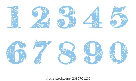 Vector drawing of a number with patterns in a Christmas style.