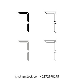 Vector drawing "number seven" silhouette and gray. Electronic digit color black and gray flat style