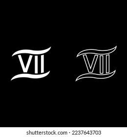 Dibujo vectorial "número sieven", color de silueta negro estilo plano