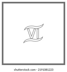 Vector drawing "number six", contour color gray flat style
