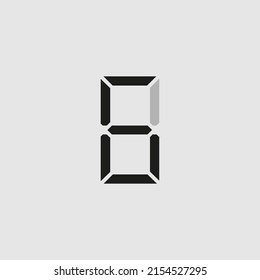 Dibujo vectorial "número seis". Color del dígito electrónico negro estilo plano