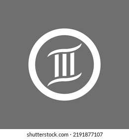 Vector drawing "number three" in circle, silhouette color whiteflat style