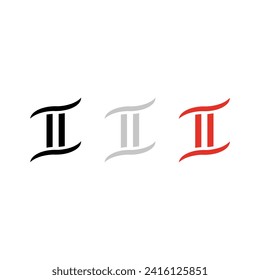 Vector drawing "number two", color black, gray, red flat style