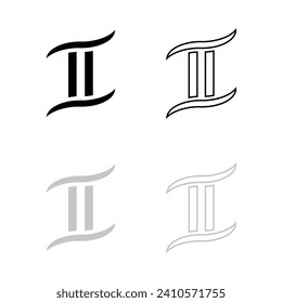 Dibujo vectorial "número dos", silueta y estilo plano de contorno