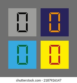 Vector drawing "number zero" silhouette. Electronic digit  colorful flat style
