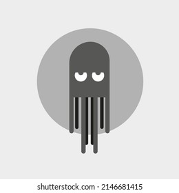 Vector drawing octopus, color gray flat style