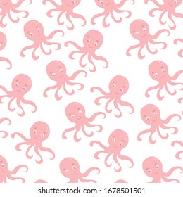 Vector drawing octopus. Octopuses. Ideal for fabric, wrapping paper, postcards, posters, wallpapers, textiles and prints.