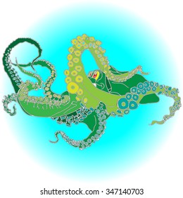 Vector drawing of an octopus/Kraken isolated