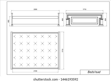 Vector drawing og wooden bedstead